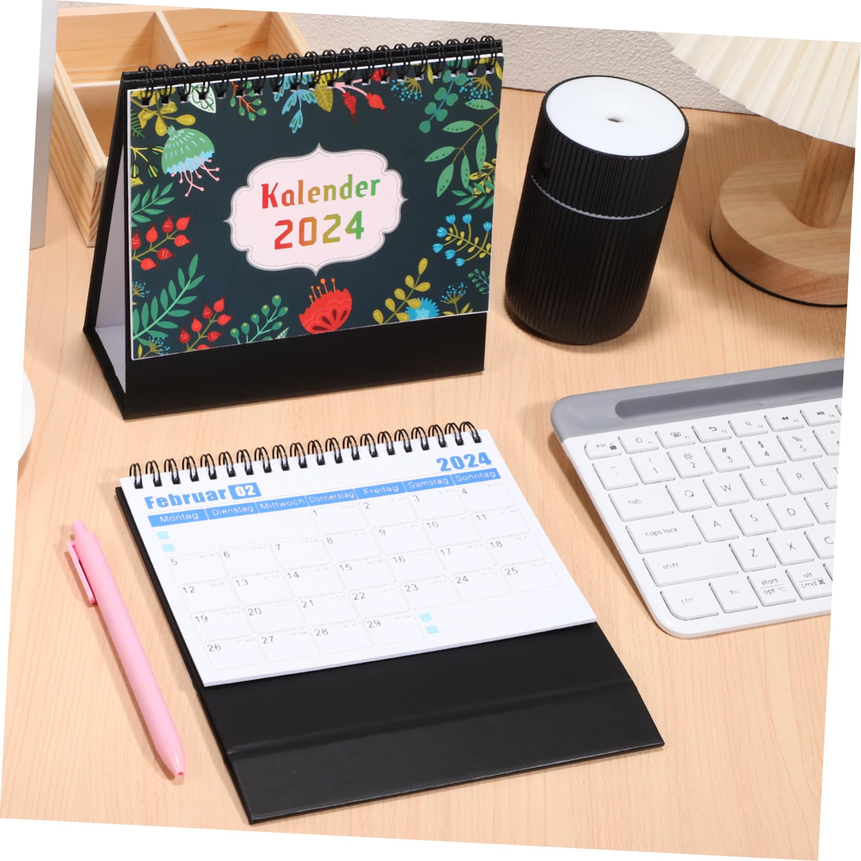 NUOBESTY 4stücke Tischkalender mit Zwei Spiralen Terminkalender für Büro und Zuhause Inklusive Vier Verschiedener Designs als Praktisches Hilfsmittel für Organisation
