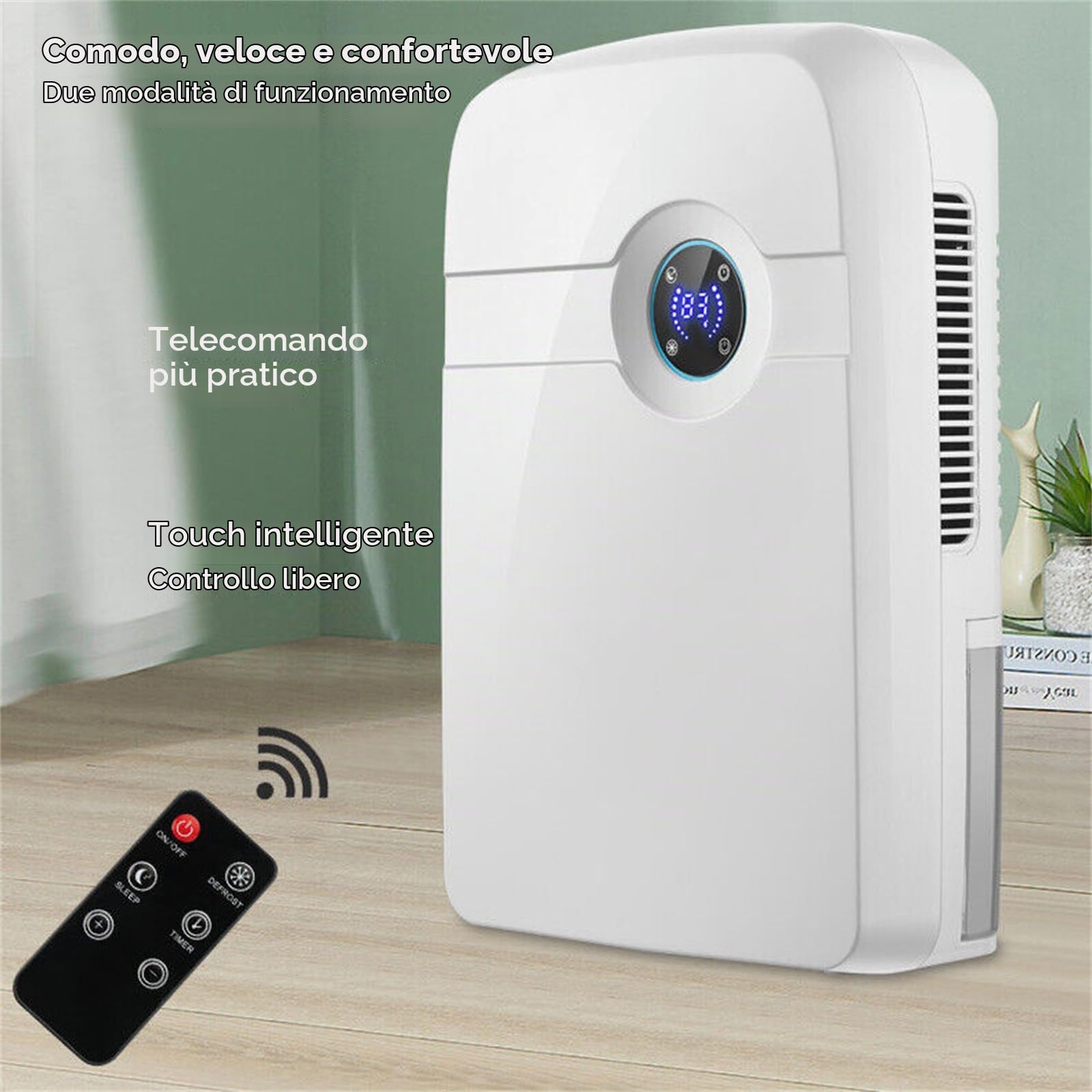 Deumidificatore elettrico, 2,5 l, deumidificatore per casa, mini deumidificatore per camper, bagno, camera da letto