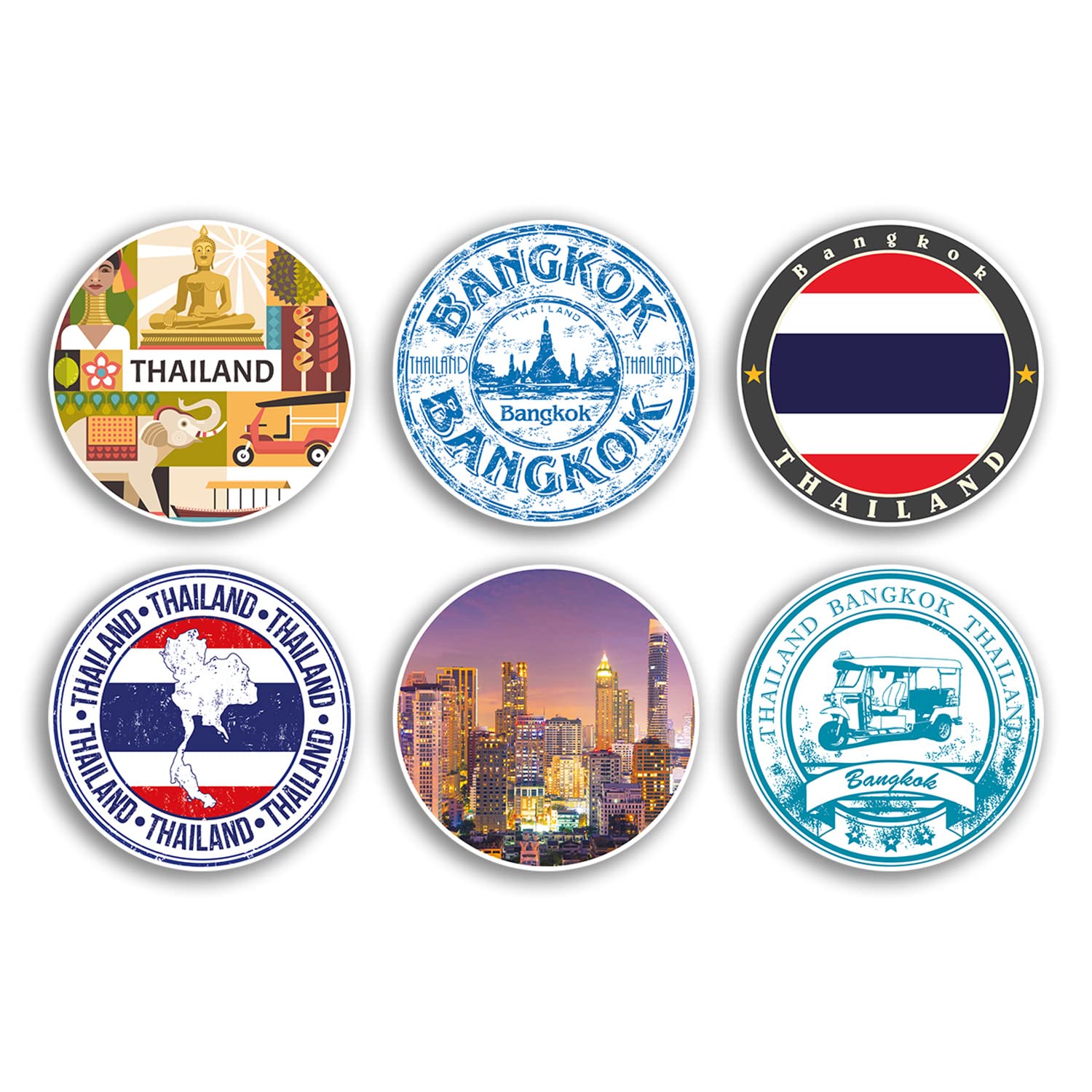 Dv Design Multi 6 X 10Cm Thailand Vinyl Stickers - Thai Country City Travel Map Flag Holiday Luggage Design Gift #78863