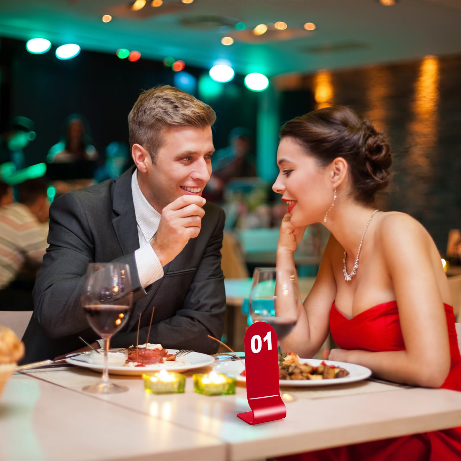 Okllen Numeri da tavolo da 1 a 30 rossi, numeri d'ordine in acrilico per ristoranti, double face, per matrimoni, feste, bar, banchetti