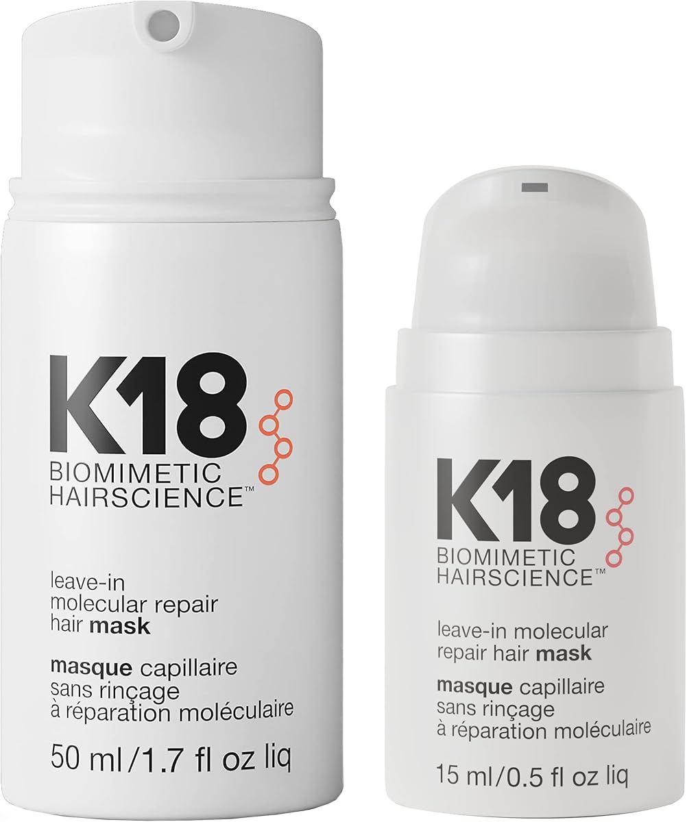 K18 Leave-In Repair Hair Mask, 4-Minute Speed Treatment, Renews Hair Damage From Color, Chemical Services Heat (1 of each 50ml & 15ml).