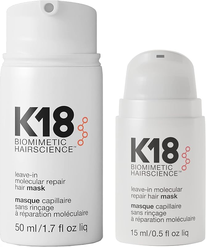 K18 Leave-In Repair Hair Mask, 4-Minute Speed Treatment, Renews Hair Damage From Color, Chemical Services Heat (1 of each 50ml & 15ml).