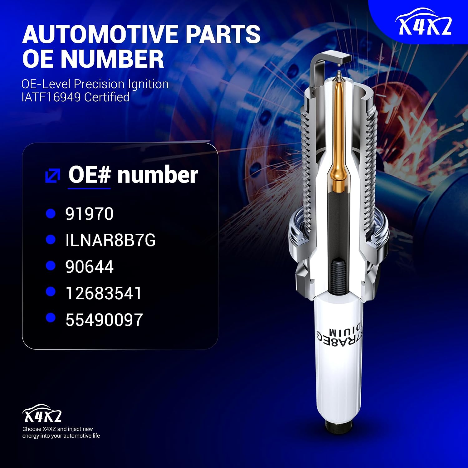 4PCS 91970 Double Iridium Spark Plugs for 2016-2019 Chevy Cruze, 2016-2024 Chevy Equinox/Malibu, 16-19 Trax, 2018-2024 GMC Terrain, 2016-2024 Buick Encore, 16-19 Cascada Replace# ILNAR8B7G 90644