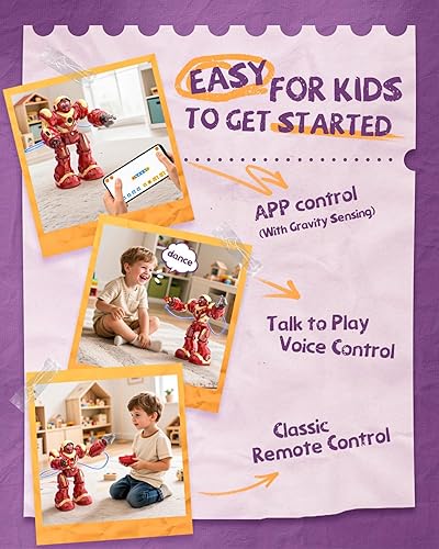 Miniatura 5 de Holyton 5088 Robots inteligentes para niños, robot RC programable STEM grande, con control de voz, control de aplicación, ojos LED, regalo ideal