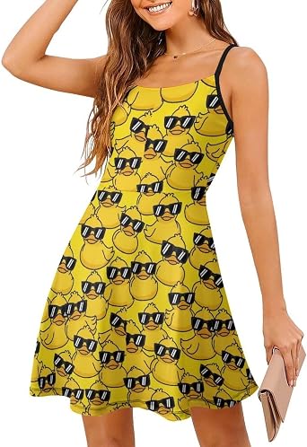 Women Summer Casual Dress Adjustable Spaghetti Strap Backless Beach Sundress