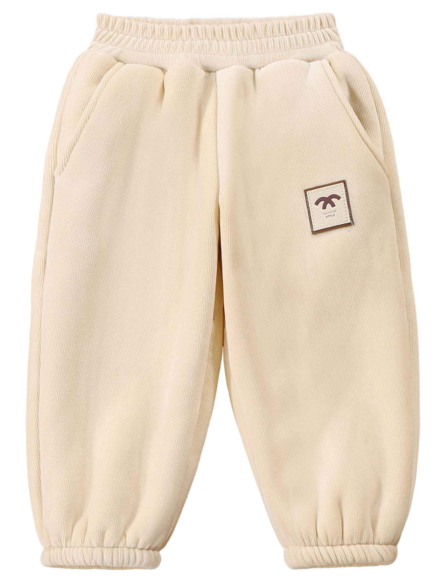 Baby Winter Fleece Jogger Toddler Elastic Waist Sherpa Pants Warm Regular Fit Trousers with Pockets Solid Color Casual Sweatpants