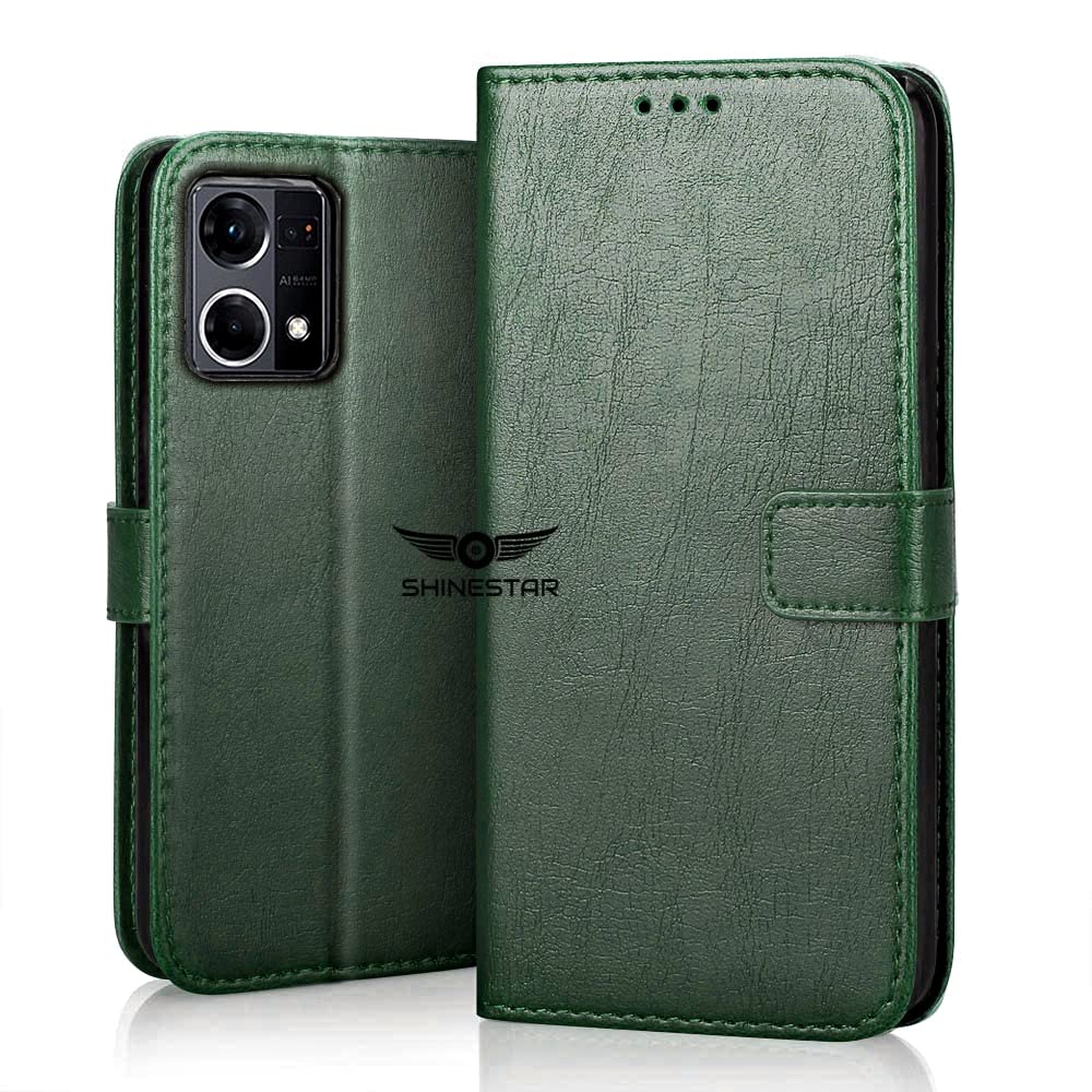 SHINESTAR Oppo F21 Pro 4G Flip Back Cover | PU Leather Flip Cover Wallet Case with TPU Silicone Case Back Cover for Oppo F21 Pro 4G - (Unique Green) (B0B8X5229H) Amazon Price History, Amazon Price Tracker