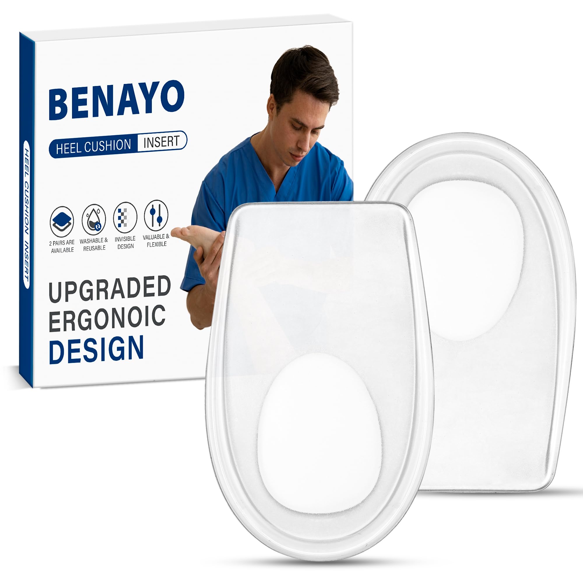 Plantar Fasciitis Heel Cups Inserts,Heel Cushions for Plantar Fasciitis,Heel Pain,Shock Absorption Orthotic Inserts for Relieves Foot Pressure.