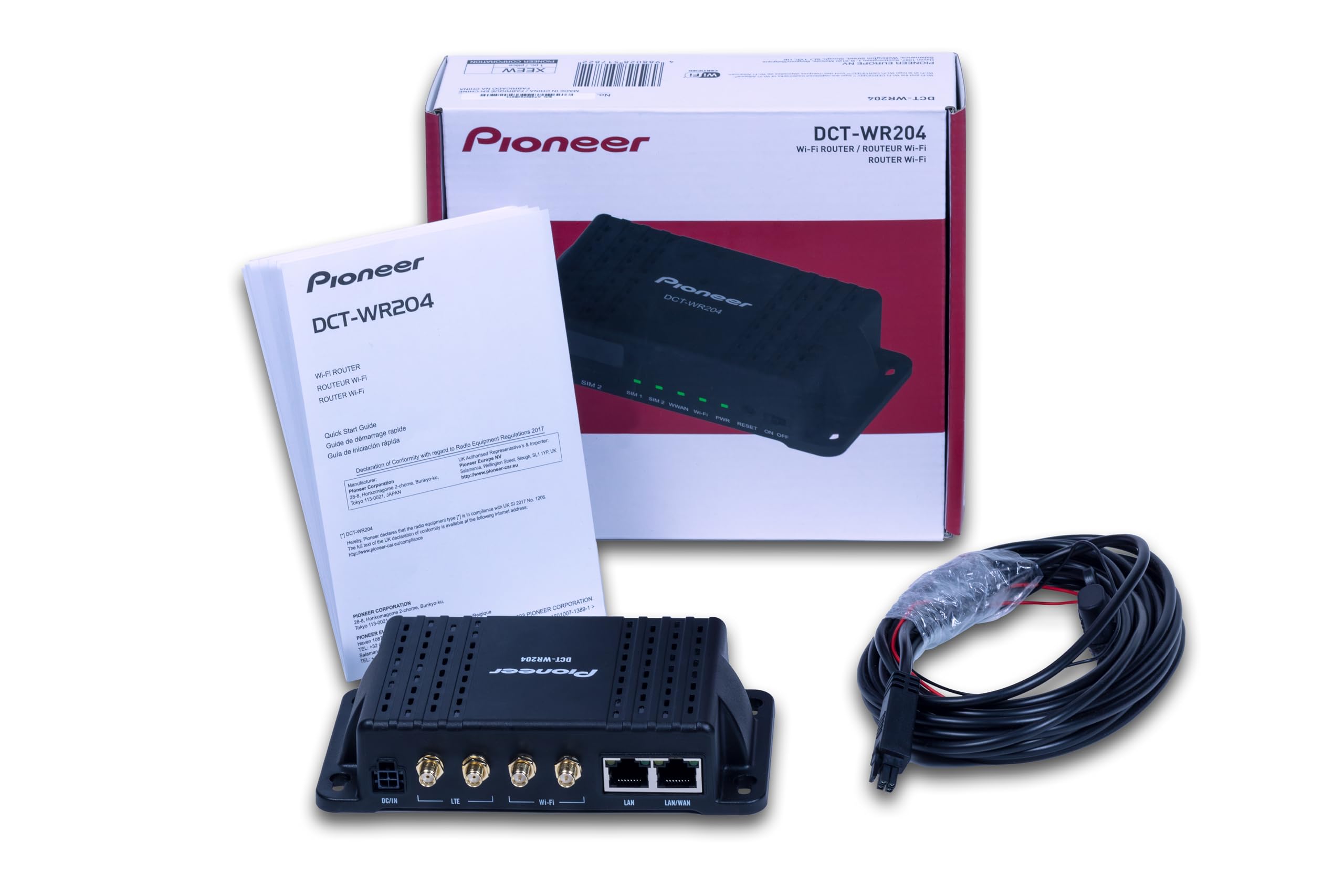 Pioneer DCT-WR204-SH Routeur Wi-FI pour Camping-Car avec antenne Wi-FI Externe, Fonction amplificateur, 2 Ports LAN, 2 emplacements SIM, Fonctionnement Smartphone, Fonction minuterie
