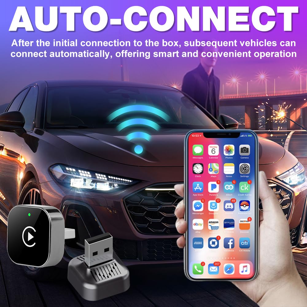 CarPlay & Android Auto bezprzewodowy adapter, 2 w 1, Carplay, z adapterami typu C, mini bezprzewodowymi adapterami Carplays, Android do iOS 10+ Android 11+