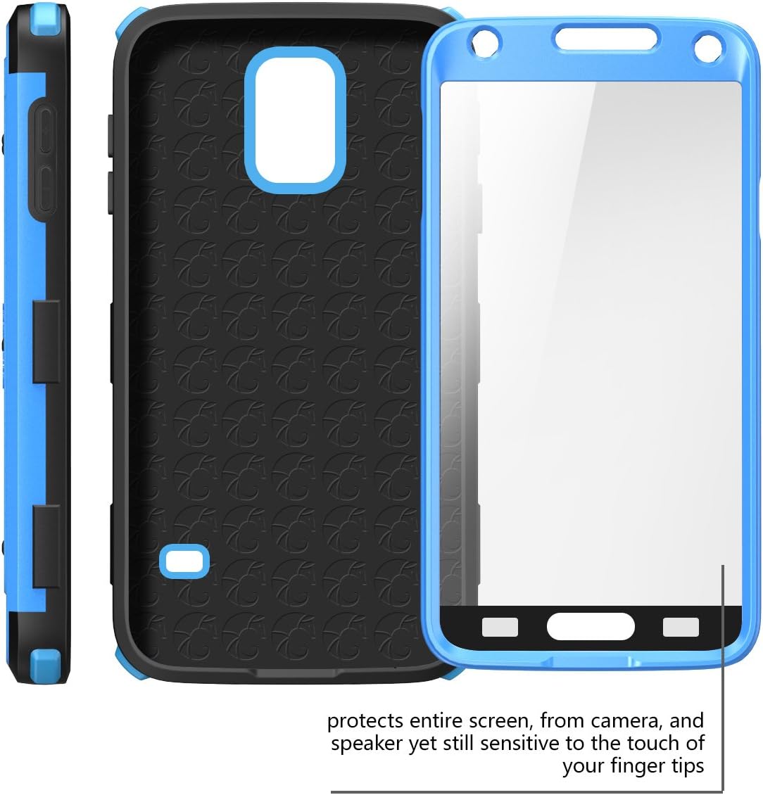 Galaxy S5 Case, i-Blason Armorbox Dual Layer Hybrid Full-body Protective Case with Front Cover and Built-in Screen Protector / Impact Resistant Bumpers (Blue)