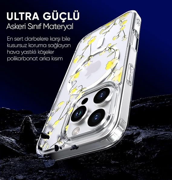 Flower Series Magsafe Compatible with Eye-Catching and Stylish Design Floral Pattern Silicone Case Cover for Minesk iPhone 15 Pro (Yellow, 15 Pro)