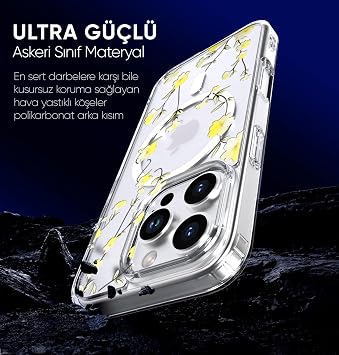 Flower Series Magsafe Compatible with Eye-Catching and Stylish Design Floral Pattern Silicone Case Cover for Minesk iPhone 15 Pro (Yellow, 15 Pro)