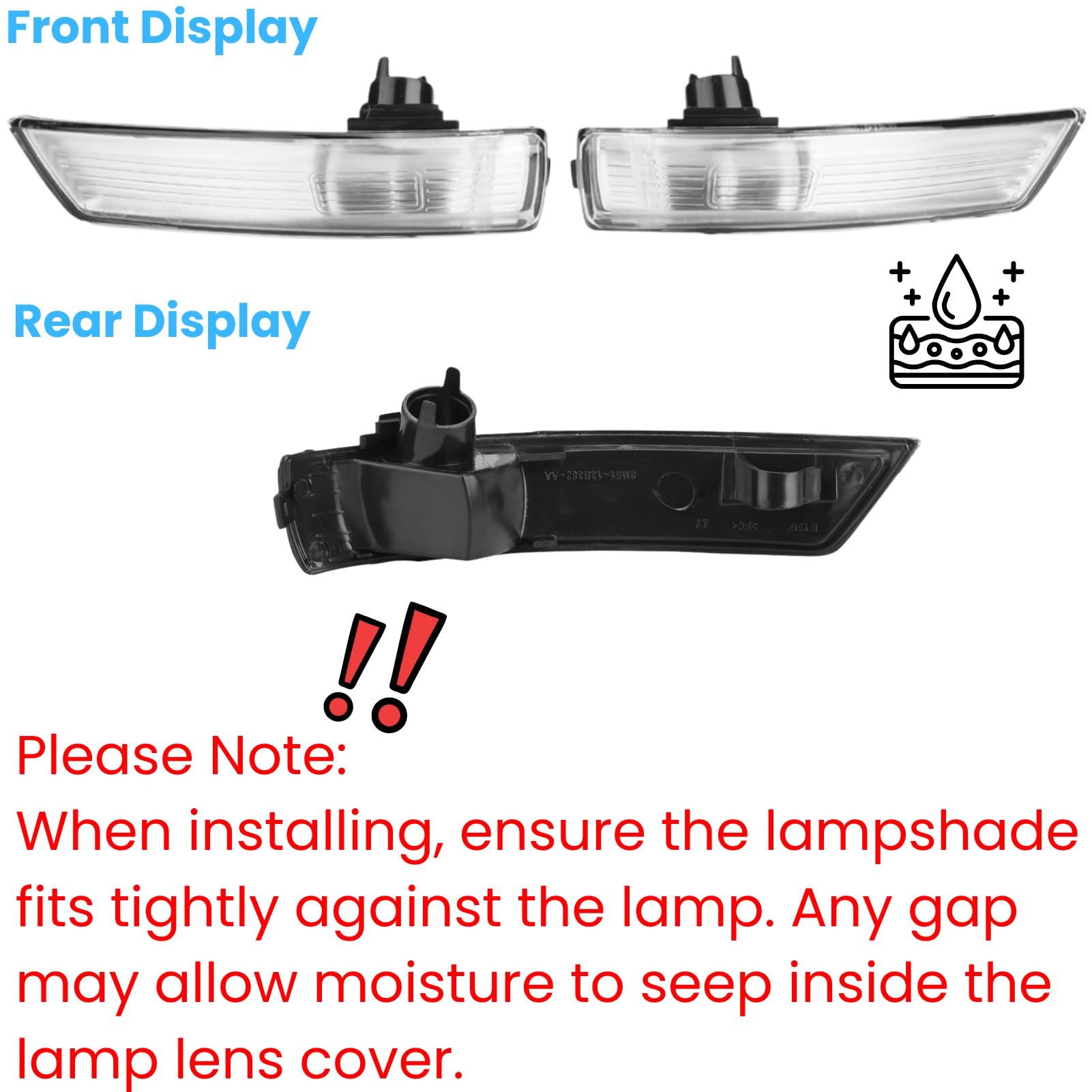 Jadeshay Indicatori di Direzione,2 pezzi Ala Indicatore Specchio Lampada Copriobiettivo Indicatore Specchietti Retrovisori Esterni Copriobiettivo per Ford Focus 2008-2018