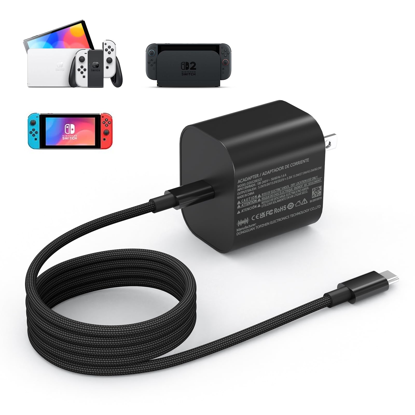 Amazon.com: 60W Charger Compatible with Nintendo Switch 2/1,Switch Amazon.com: 60W Charger Compatible with Nintendo Switch 2/1,Switch