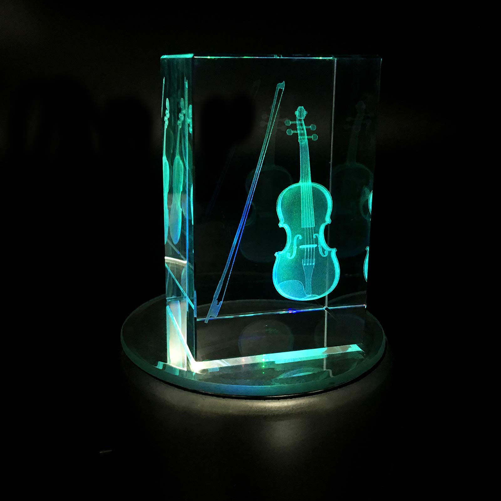 XINDAM 3D Violin Paperweight Laser Etched in Crystal Glass Cube Music for Graduation Christmas Birthday Valentine's Day