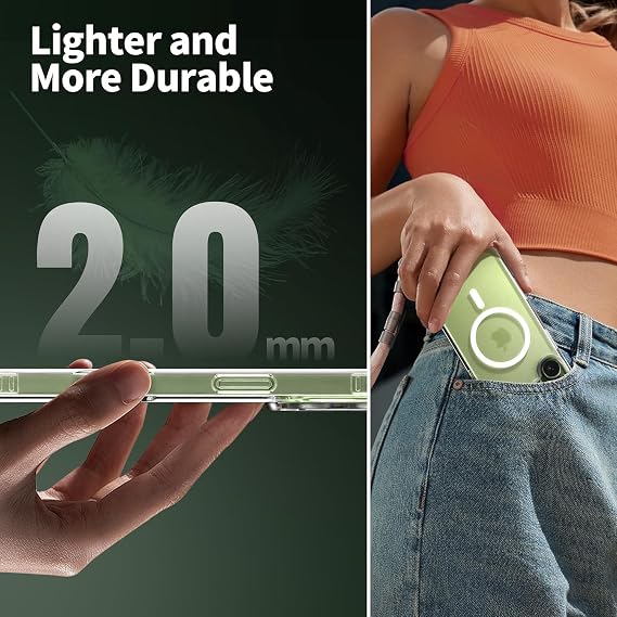 [SARARMAZ] iPhone 17 ile uyumlu Crystal Clear Mika Mag-Safe Emici Şeffaf Kılıf (Şeffaf Magsafe Mika Sararmaz, iPhone 17)