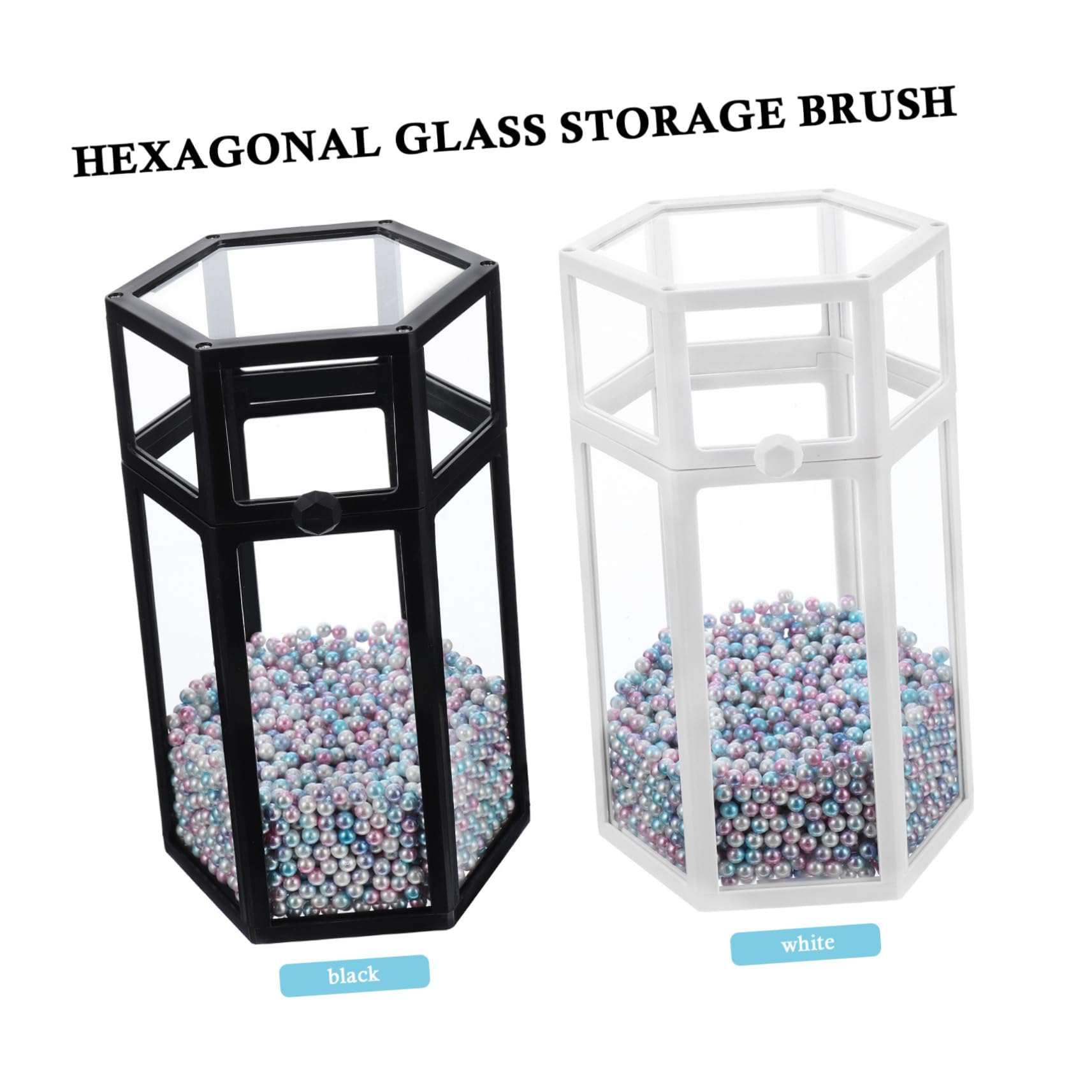 Porta Pennelli Cosmetici in Vetro Coperchio Decorativo per Toeletta Organizer per Eyeliner da Scrivania Contenitore per Pennelli in Vetro
