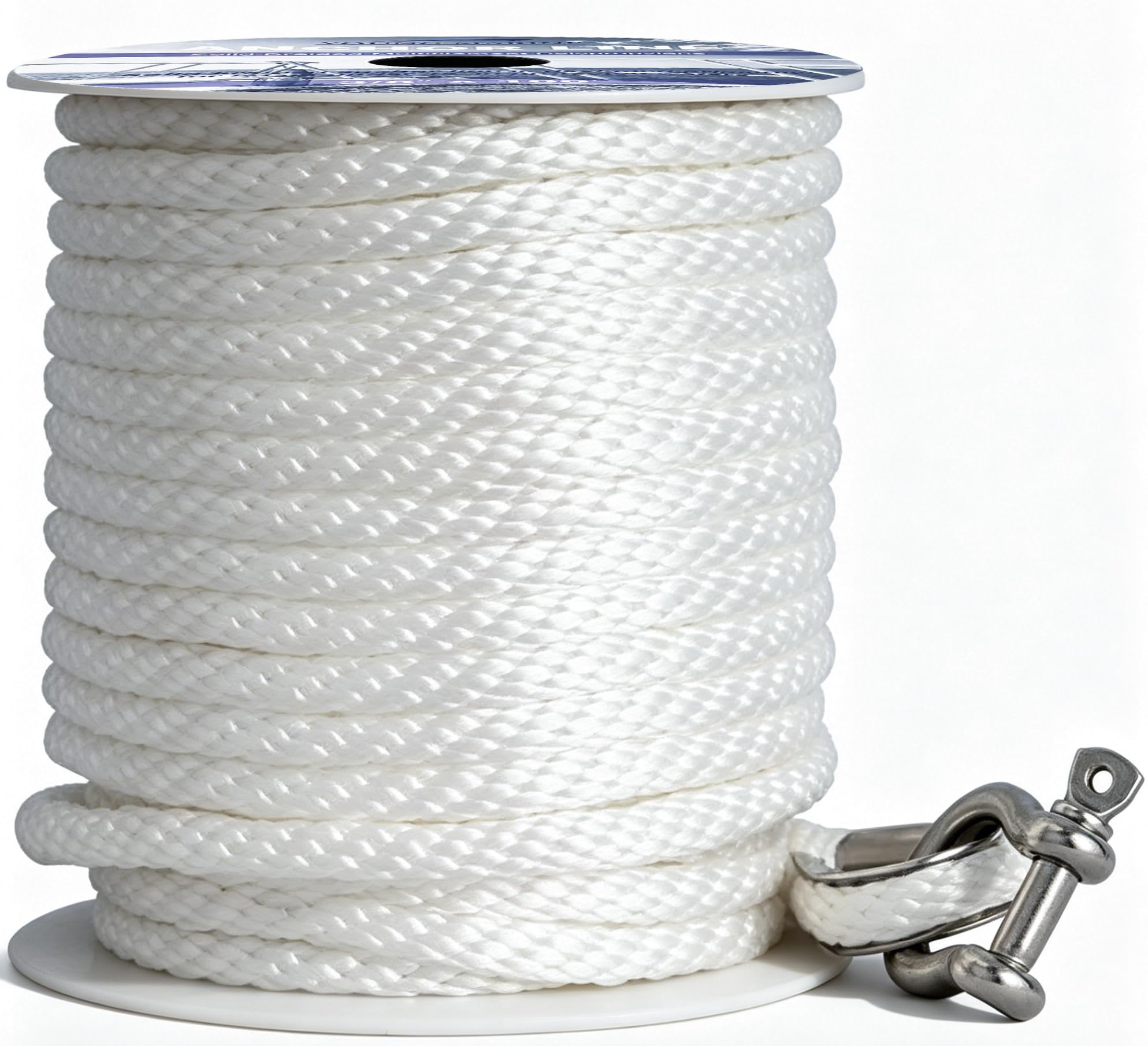 Young Marine Cuerda de Anclaje de Nailon Trenzado dedal, de la Marca, 3/8" x 100', Blanco