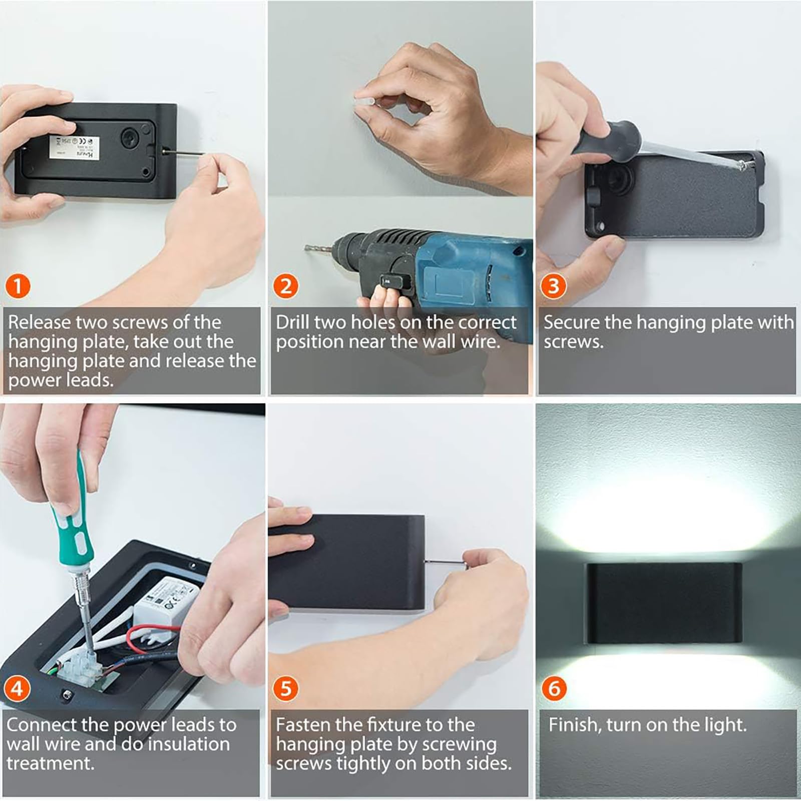 Außen IP65 Wandleuchte Radar Bewegungssensor Wandlicht Lampen Aluminium LED Wandlampe Schwarze Wandbeleuchtung Up Down 3000K/4000K/6000K für Gärten Terrassen Schlafzimmer (Weißes Licht,60W)