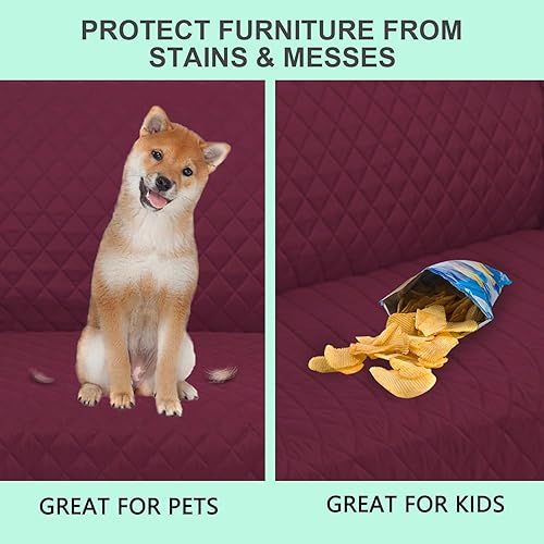 Miniatura 4 de Reversible Loveseat Sofa Covers Couch Cover Furniture Protector(Loveseat Small,BurgundyCamel)