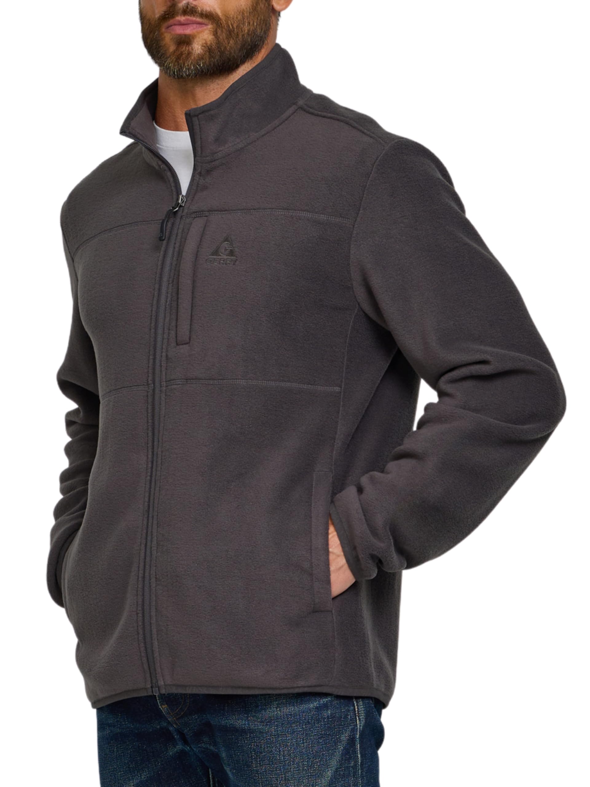 gerry mens fleece jacket – zip up sweater, lightweight athletic sweater, warm soft polar full zipper jacket, mock neck