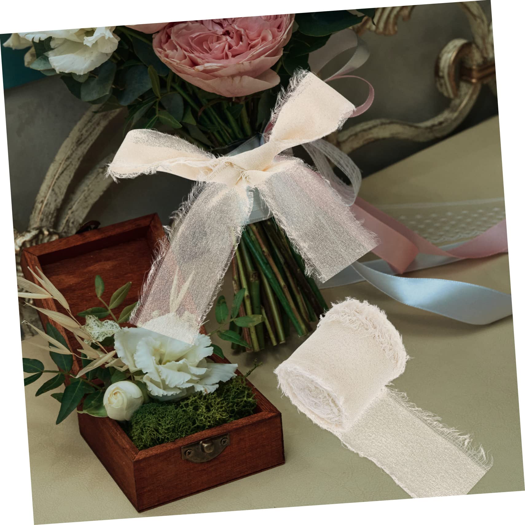 NUOBESTY 9rollen Handgefertigtes Fransenband Für Hochzeitsdekoration Chiffon-ribbon Zartem Design Für Brautsträuße -projekte Geschenkverpackung Und Einladungsgestaltung