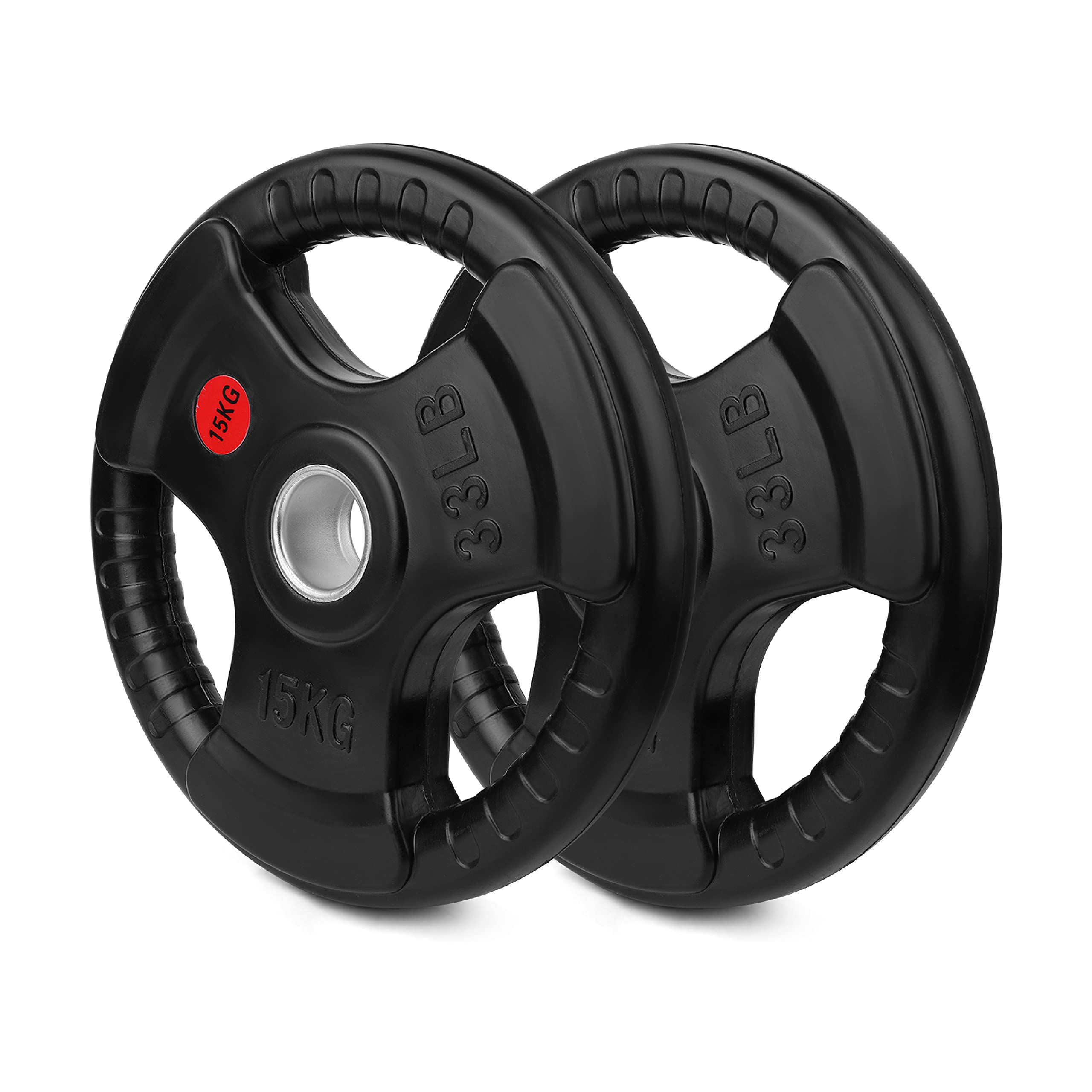 wuuhoo® Olympische halterschijven Jan 50mm - haltergewicht set van 2, rubberen halterschijven met stalen kern en handvatten, gecoat in zwart - home fitness apparatuur