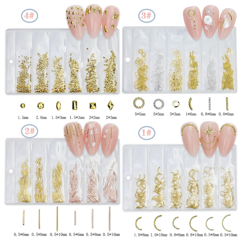 Metal Nail Art Studs 3D Metal Nail Art Jewelry Decorations for Nail Art Designs