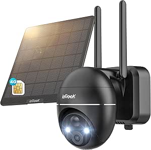 ieGeek 4G/3G LTE Wireless Solar Outdoor Surveillance Camera, 2K IP Camera with 10000mAh Battery, PTZ 355°&120°, Includes SIM Card and Traffic Test, Night Vision Color, PIR Human Detection asin的图片