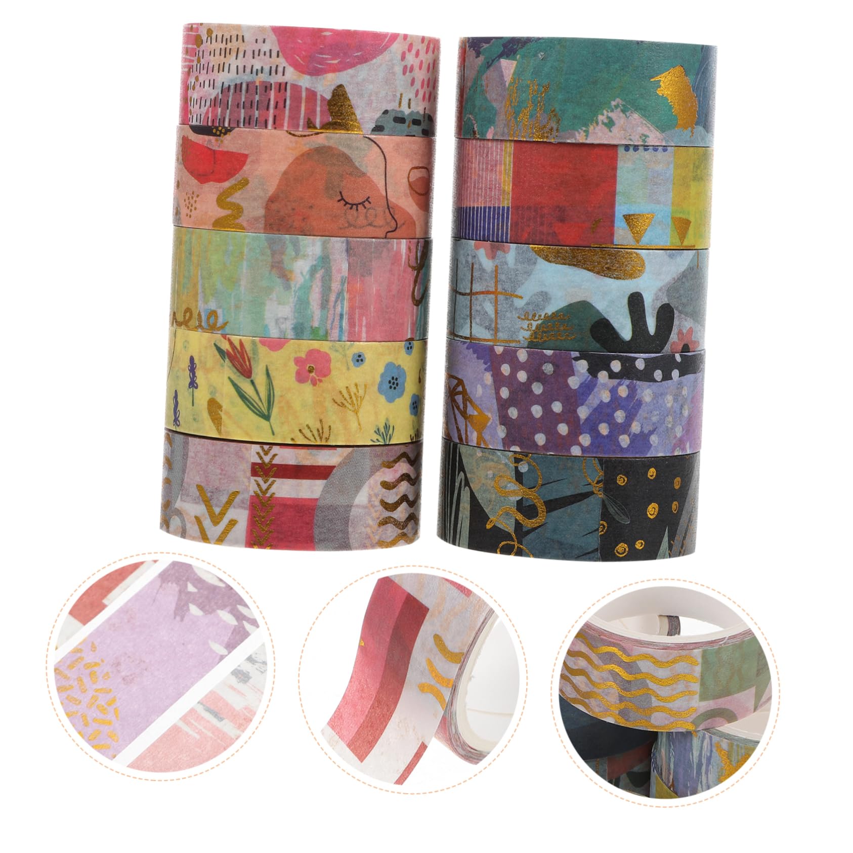SEWACC 30rollos Washi Tape Decorativo De Geometría Dorada para Scrapbooking Manualidades y Planificación De Rollo