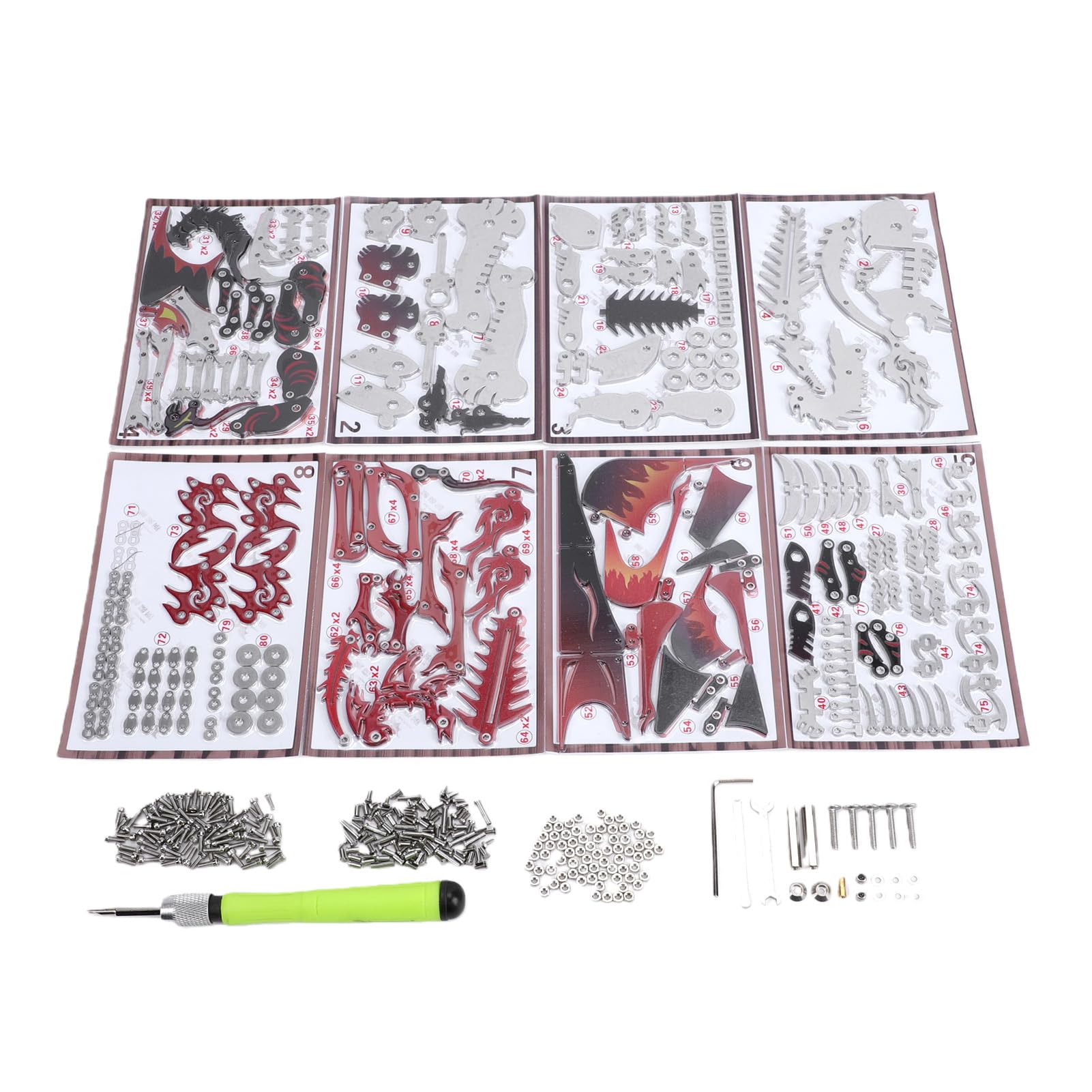 Generic Metalowe Puzzle ze Smokiem 3D Montaż Zabawka Budowlana dla Dorosłych i Nastolatków, Mechaniczny Model Smoka ze Stali Nierdzewnej DIY do Dekoracji Biurka