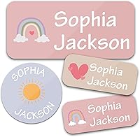 Vista 16 de 130 Etiquetas de nombre personalizadas para guardería, impermeables, adhesivas, personalizadas, para ropa, botellas de agua, loncheras y suministros