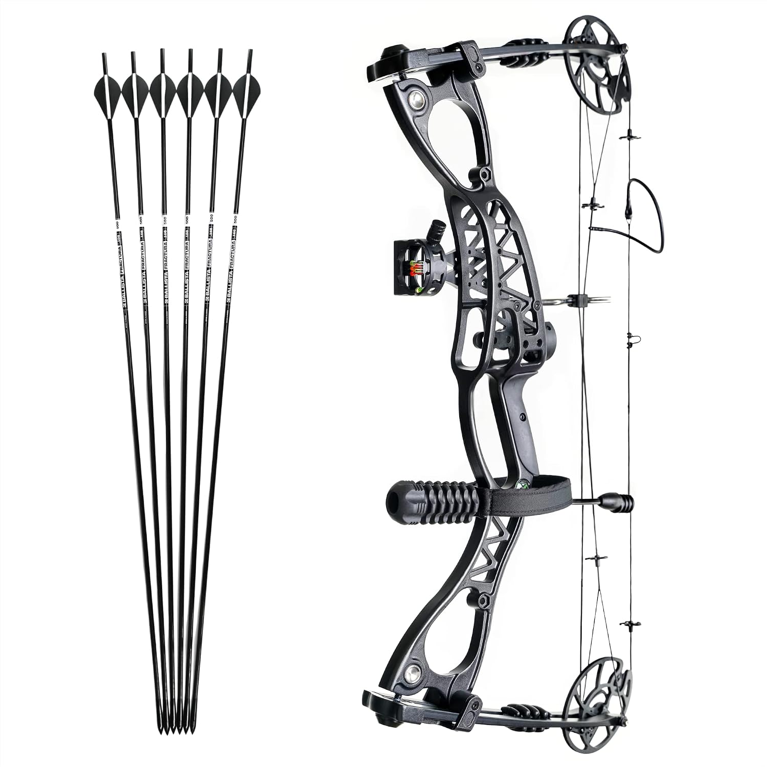 BALLISTA Universal X Compound Bow Package for Adults and Teens with Hunting Arrows, Left/Right Handed, 310 fps, 40-65 lbs Draw Weight, No Bow Press Needed