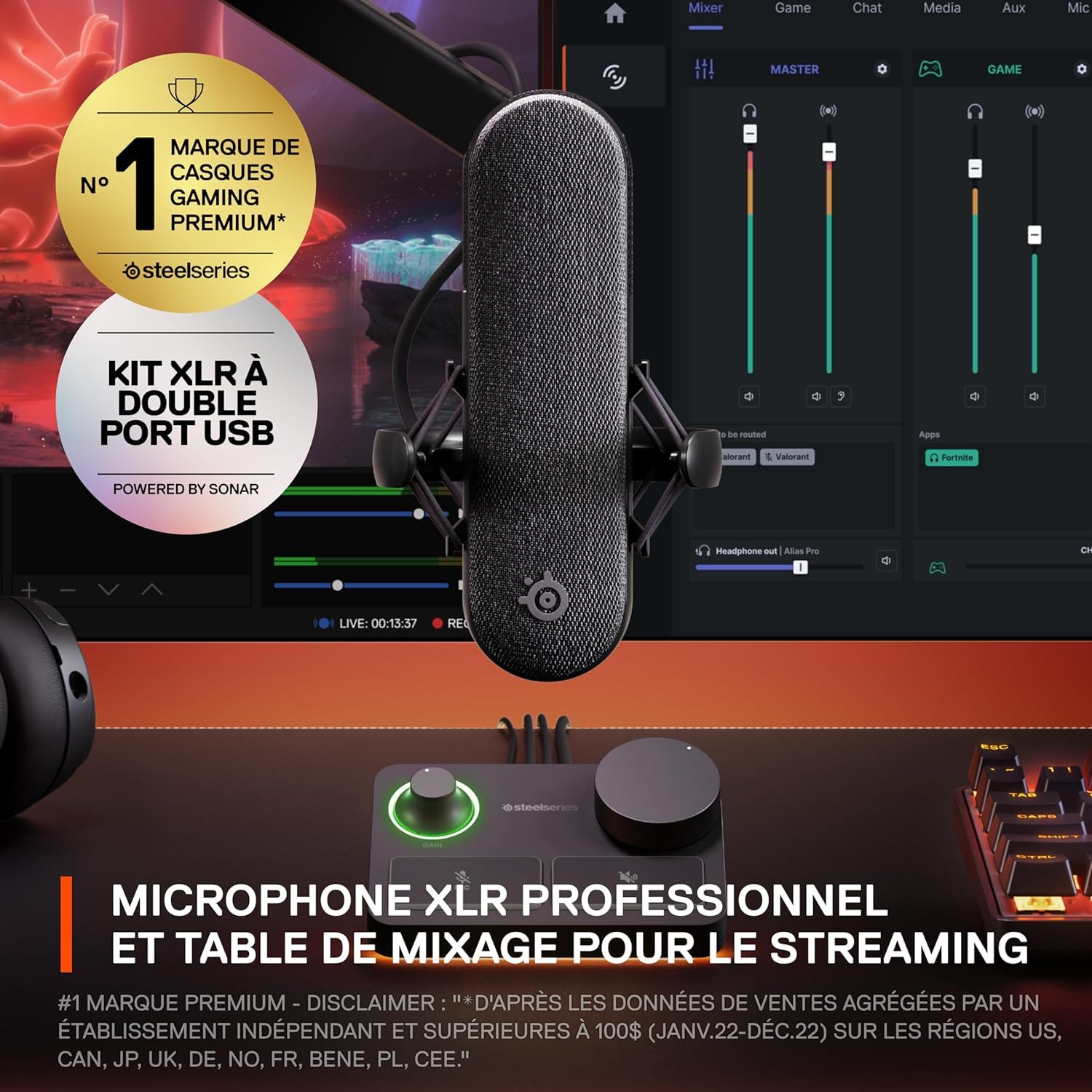 SteelSeries Alias ​​Pro Kit – XLR Microphone + Stream Mixer
