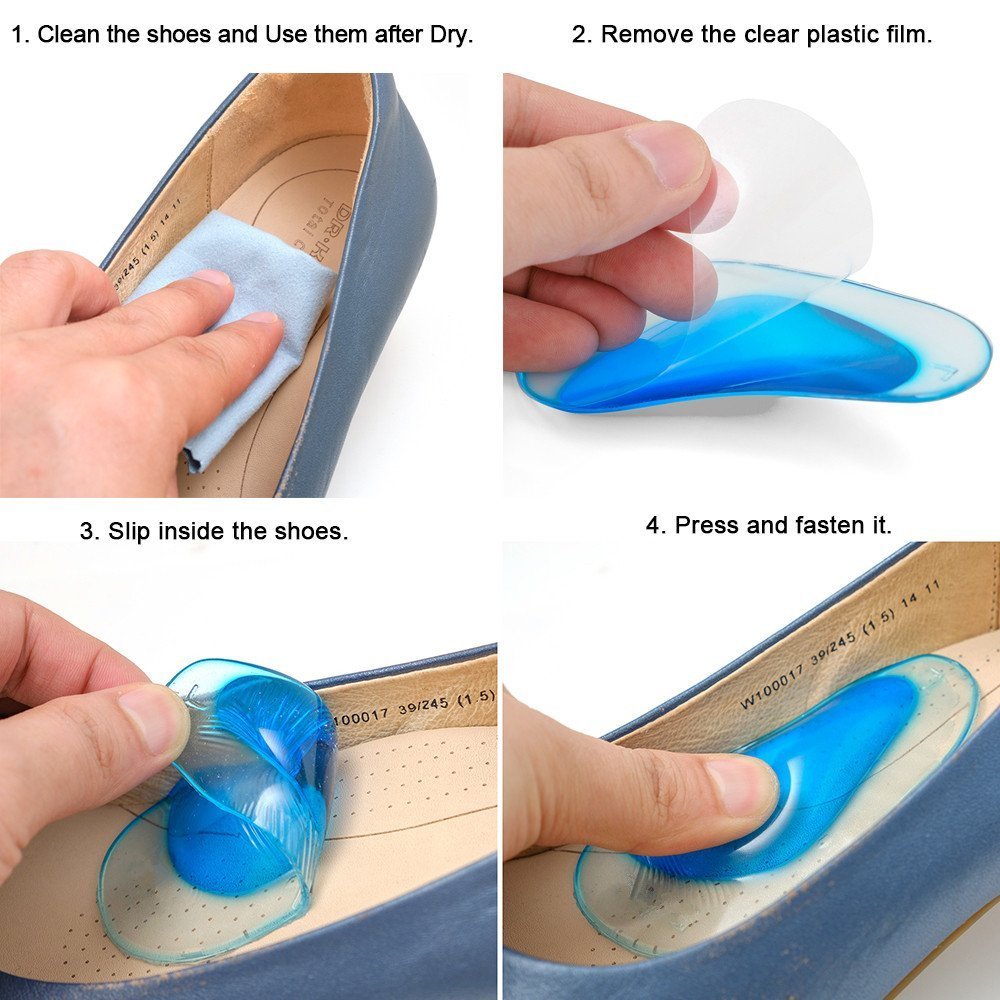 Pedimend - Solette ammortizzanti per fascite plantare, 3 paia, supporto dell'arco plantare per piedi piatti, imbottitura in gel di silice