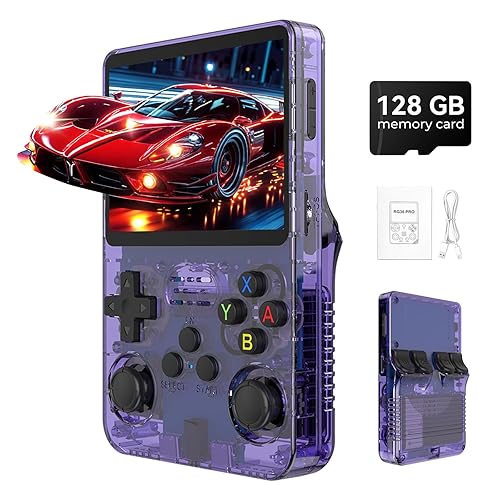 R36s Pro Retro Handheld Game Console, 3.5in IPS , 128GB Preloaded with 40000+Classic Games, Portable Game Console,30 +Game Emulator, Linux System,3500mah Rechargeable Battery