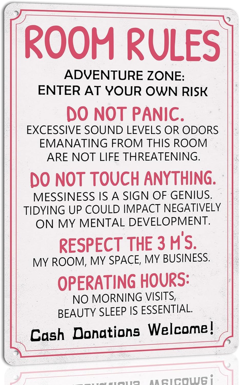 Pivjhf Women's Signage Funny Room Rules Metal Tin Signs For Teen Girls And Boys Trendy Bedroom Gaming Room Door Decor Dorm Wall Accessories Cool Things Cute Teenage Door Sign Wall Decorations 8X12 Inch