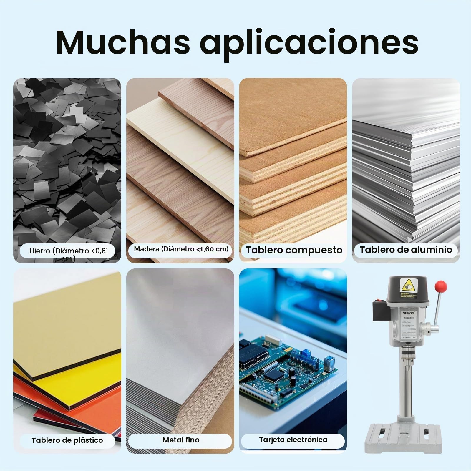 Taladro de Banco Portátil 340 W 3 Velocidades 0-16 000 rpm Profundidad Máxima de Taladrado 25 mm Motor Totalmente de Cobre, Taladro de Mesa para Bricolaje Modelismo Banco de Trabajo