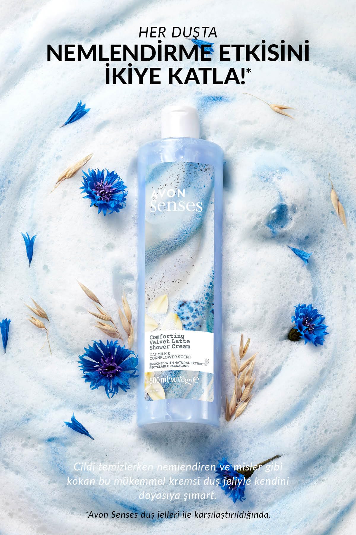 Avon Senses Rahatlatıcı Yulaf Sütü ve Peygamber Çiçeği Duş Kremi 500 Ml. Üçlü Set