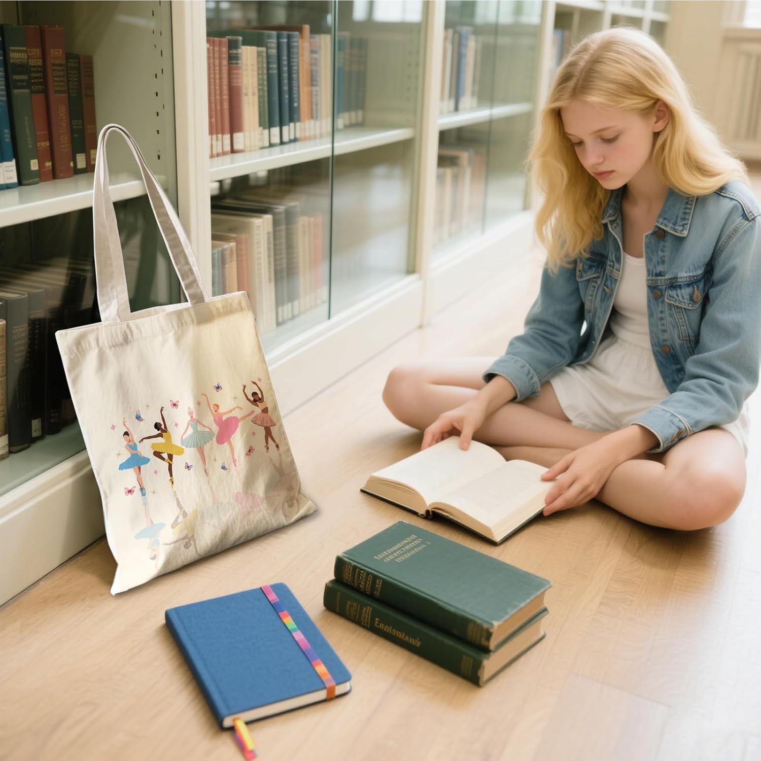 Aesthetic Canvas Tote Bag for Women - with Magnetic Snap Closure & Zipper Inner Pocket Reusable Bag for Shopping - Image 3