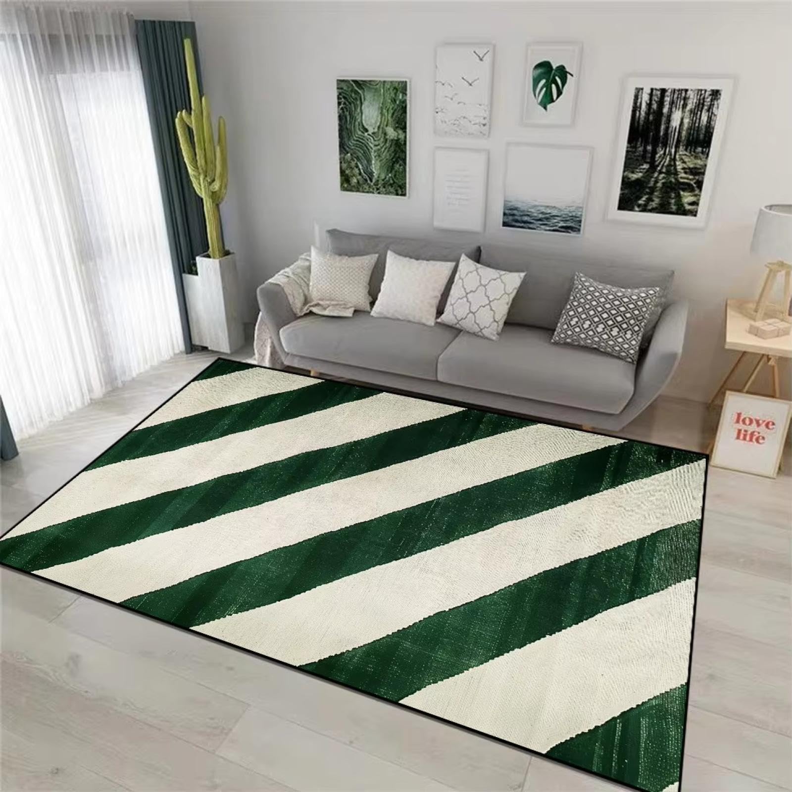 Tapis géométrique vert moderne 90x160cm pour sol de salon et chambre