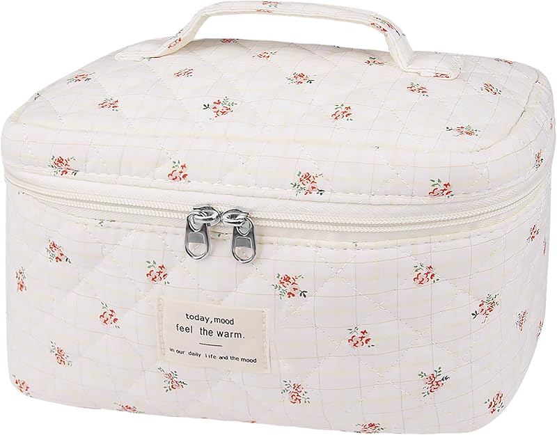 Necessaire de Algodão Gosect com Estampa Floral, Fechamento por Zíper, 1 Unidade