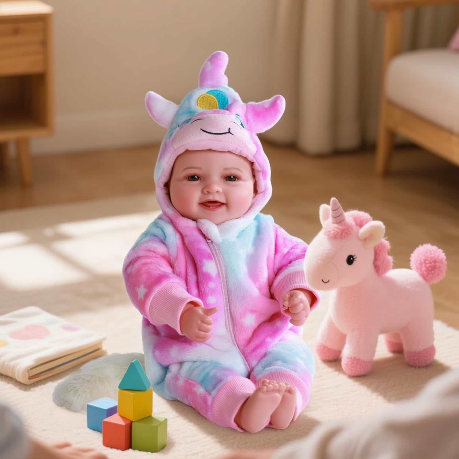 BABESIDE Lightweight Baby Doll Set – 15" Realistic Soft Doll for Girls, Easy to Carry & Hug – Pretend Play & Gift for Kids 3+