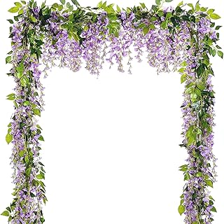 5 Pcs Purple Wisteria Garland Artificial Flower Arch Floral Garland Decor Fake Hanging Flowers for Wedding Arch