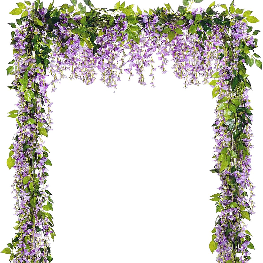 5 Pcs Purple Wisteria Garland Artificial Flower Arch Floral Garland Decor Fake Hanging Flowers for Wedding Arch