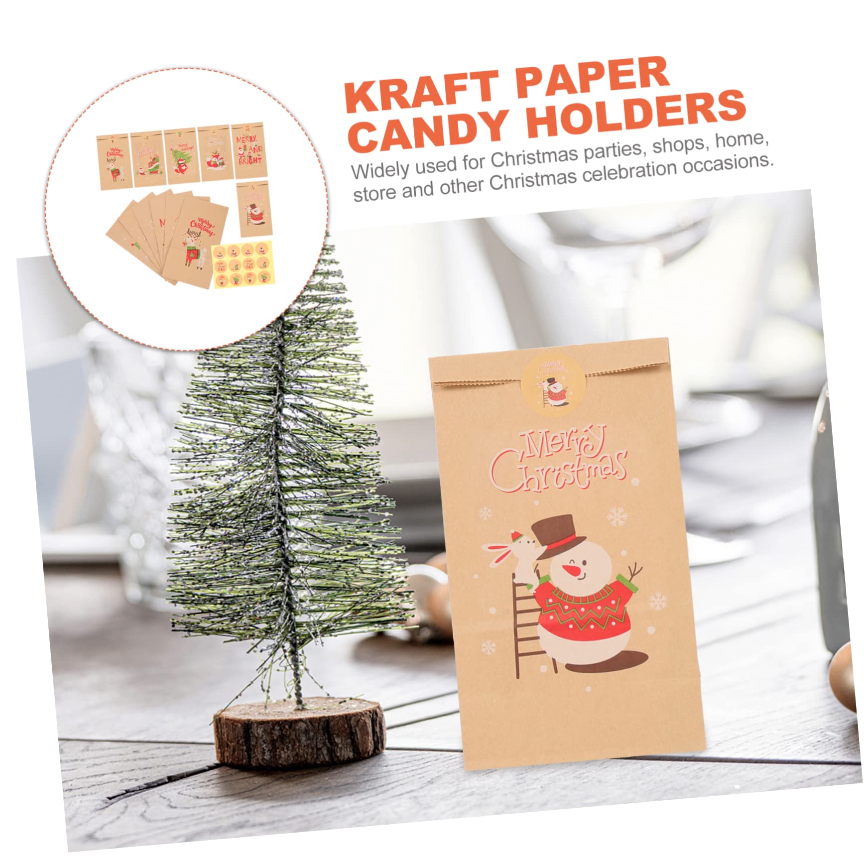 minkissy 5sätze Weihnachtliche Kraftpapier Süßigkeitenboxen Teiliges Mit Aufklebern Geschenkverpackung Für Kekse Pralinen Und Kleine Für Weihnachten Und Feiertage