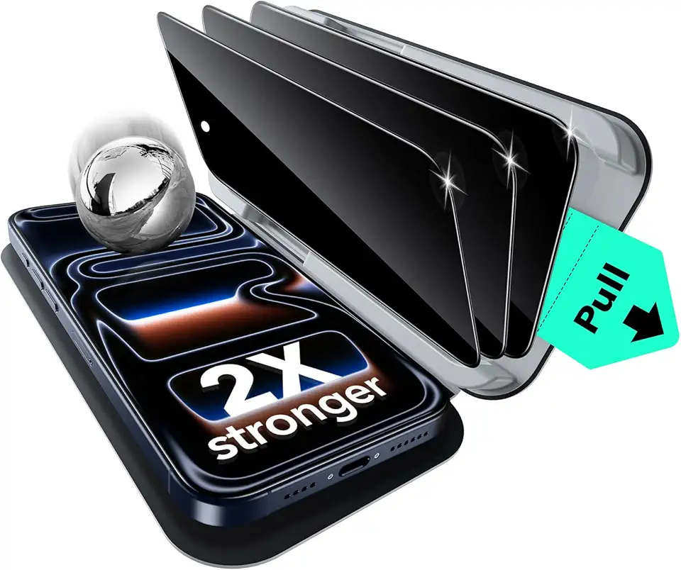 ESR 3 Pack for iPhone 17 Pro Max Privacy Screen Protector, Military Grade Shatterproof, 9H Hardness, Anti-spy Tempered Glass with UltraFit Tray