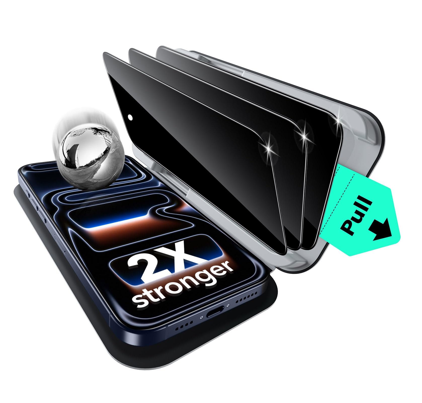 ESR Privacy Pellicola Vetro per iPhone 17 Pro, Qualità militare, Infrangibili, Con durezza 9H e protezione della privacy, Complete di supporto UltraFit, 3 Pezzi