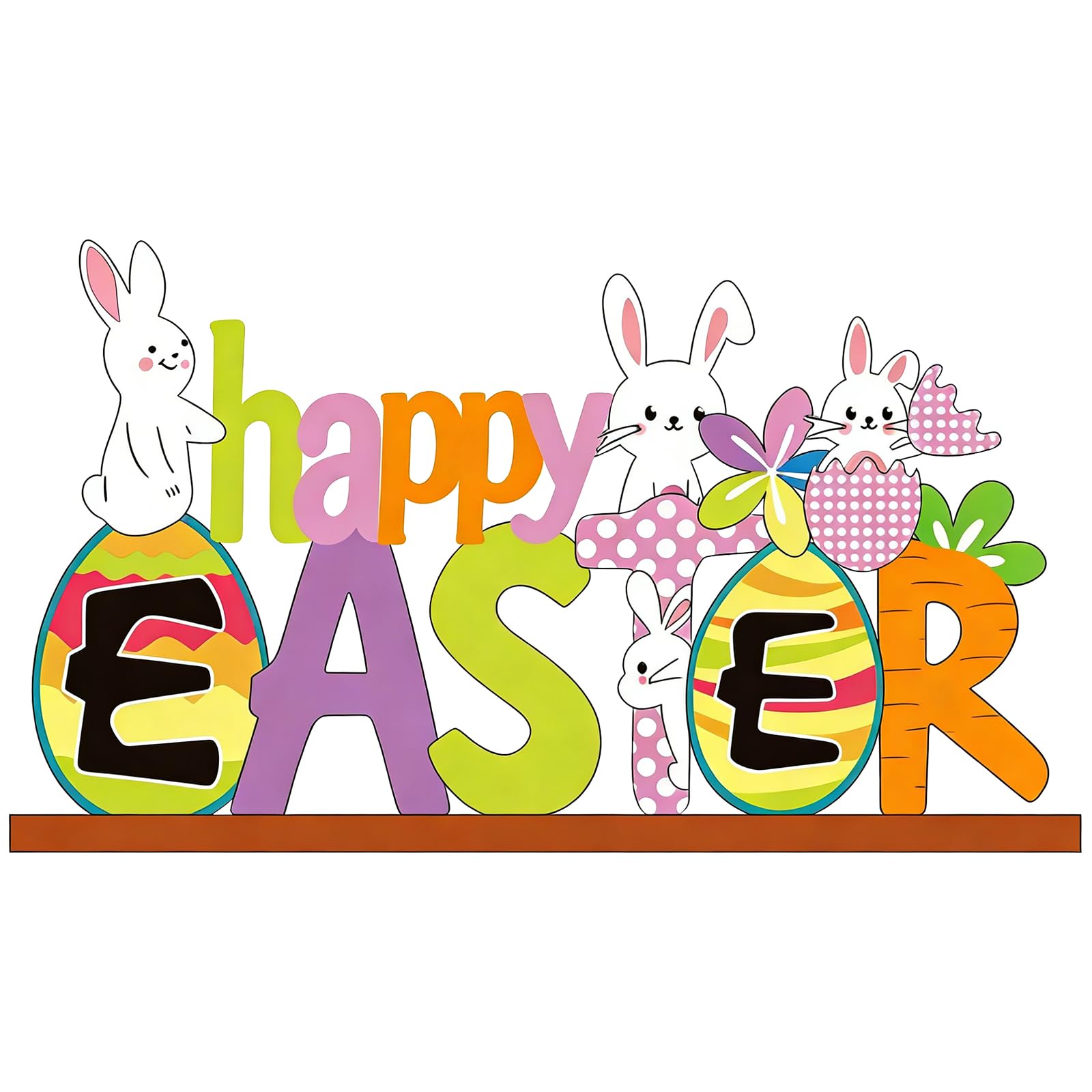 Xinjihongqiong Colorful 1 Pcs Easter Table Decorations, Wooden Spring Easter Sign Stand Table Decorations, Wooden Sign Happy Easter's Bunny Stand Tabletop Ornaments, Easter Signs Crafts Gifts